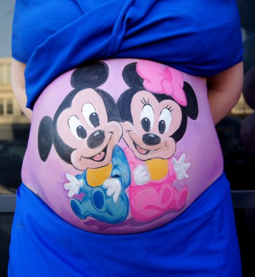 Mickey,  Minnie,  Pilvo Dažymas,  Pilvo Dažymas,  Pilvo Dažai,  Nėščia,  Kūdikis,  Dvyniai,  Pilvas,  Disney