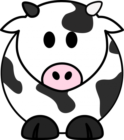 Pieno Karvė, Karvė, Galvijai, Juoda, Balta, Moo, Animacinis Filmas, Mielas, Ūkis, Fermos Gyvūnas, Žemdirbystė, Kaimas, Pieno, Nemokama Vektorinė Grafika