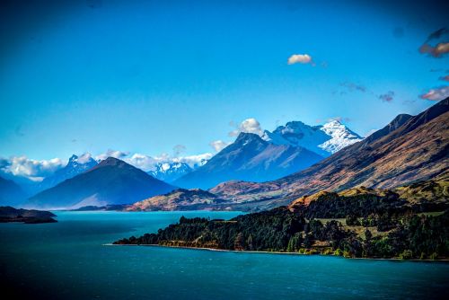 Milijono Dolerių Vaizdas, Queenstown, Naujoji Zelandija, Kalnai, Gamta, Vanduo, Dangus
