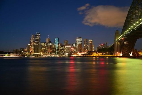 Milsons Point, Sidnėjus, Australia, Sidnėjaus Operos Rūmai, Sidnėjaus Uostas, Naktiniai Žiburiai, Atspindys, Aušra