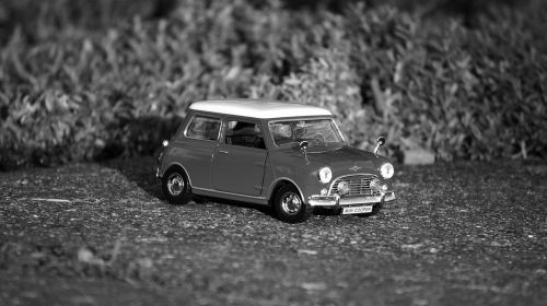 Mini, Automobilis, Seni Automobiliai, Žaislas, Modelis, Transporto Priemonė, Klasikinis, Senas, Vintage, Juoda Ir Balta, 1960-Tieji Metai