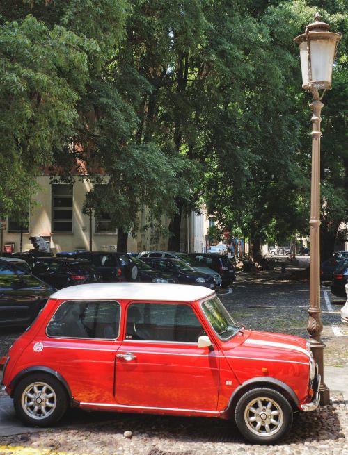 Mini, Automobilis, Raudona, Vintage, Senas, Italy