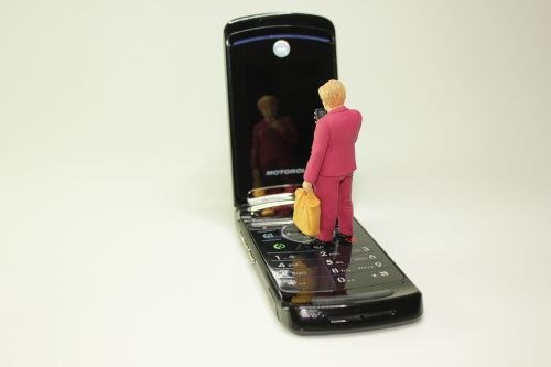 Miniatiūriniai Figūrėlės, Mobilusis Telefonas, Veidrodinis Vaizdas, Merkel Figūra, Politika