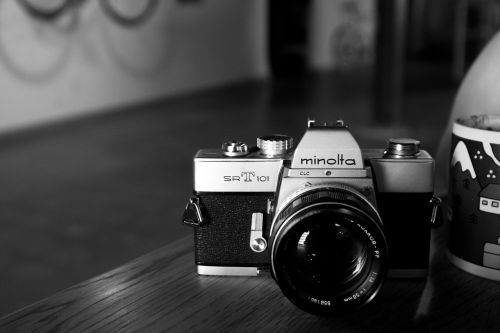 Minolta, Fotoaparatas, Fotografija, Objektyvas, Slr, Juoda Ir Balta