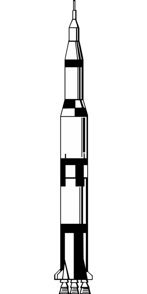 Raketa, Raketa, Saturn 5, Saturn V, Erdvė, Transporto Priemonė, Nemokama Vektorinė Grafika