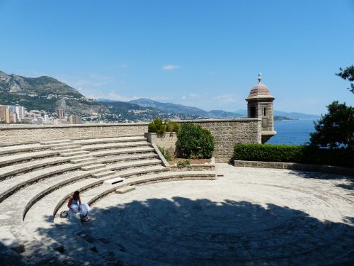Monaco, Fort Antuinas, Tvirtovė, Antuinas, Atviras Teatras, Amfiteatras, Apvalus Teatras, Architektūra, Arena, Moteris, Sėdėti