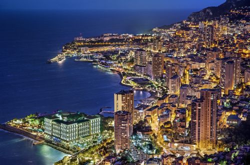 Monaco, Monte Karlas, France, Vakaras, Mėlyna Valanda, Apšviestas, Prabangus, Šventė, Abendstimmung