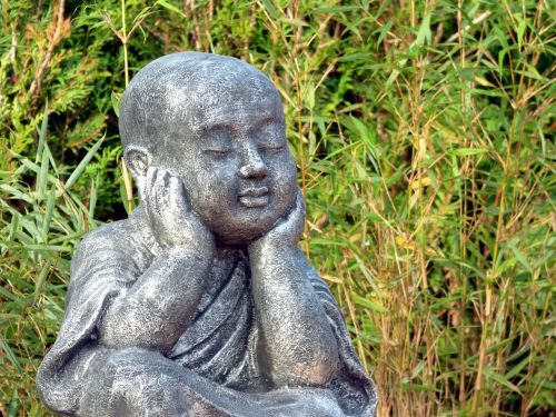 Vienuolis, Meditacija, Išmintis, Budizmas, Zen, Statulėlė, Bambukas