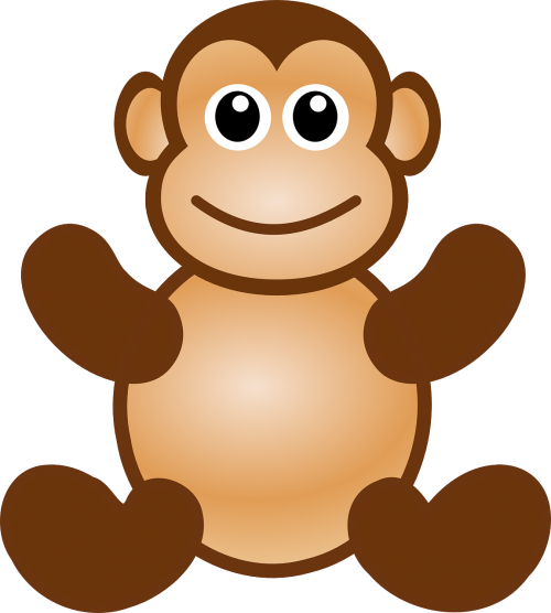 Beždžionė, Ape, Gyvūnas, Žaislas, Mielas, Laimingas, Nemokama Vektorinė Grafika