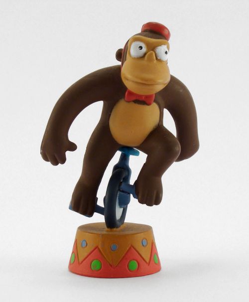 Beždžionė, Žaislas, Simpsonai, Personažai, Sniego Senis, Piešimas, Retro, Animacinis Filmas, Baltas Fonas, Produktas