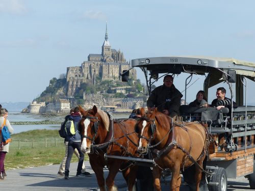 Mont Saint Michel, Kablys, Arklys, Arkliai, Transportas, Keleiviai, Turistinis, Traukiamas, Vežimas, Šventė, Turizmas, Važiuoti