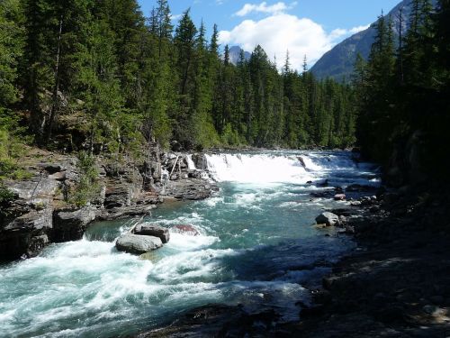 Montana, Ledynas Nacionalinis Parkas, Vanduo, Kalnai, Upė, Medžiai, Kraštovaizdis