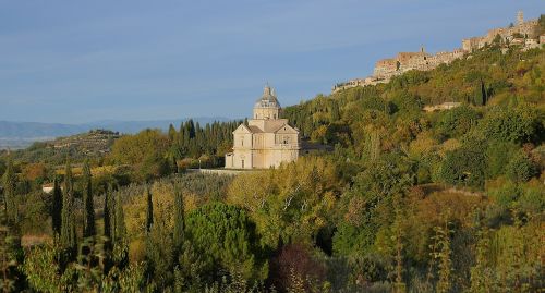 Montepulciano, San Biagio, Bažnyčia, Toskana, Siena, Italy, Panoraminis, Kalnas