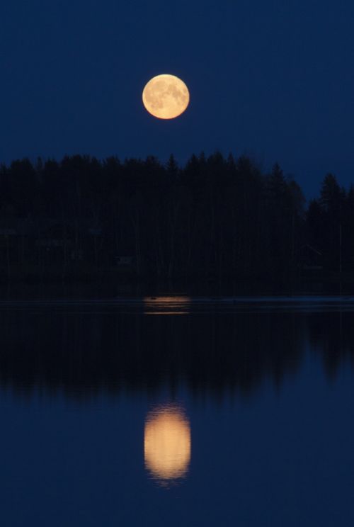 Mėnulis, Moonrise, Vakaras, Tamsi