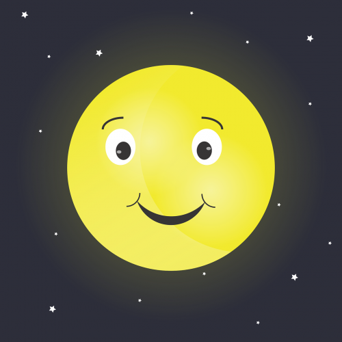 Mėnulis, Dangus, Naktis, Naktinis Dangus, Smiley, Laimingas, Nemokama Vektorinė Grafika