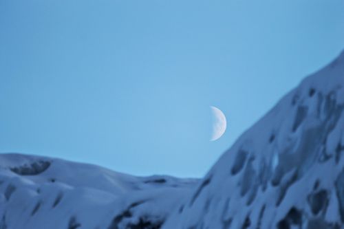 Mėnulis, Kalnas, Alaska, Žiema, Sniegas, Dangus