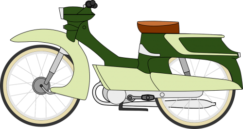 Mopedas, Motociklas, Motociklas, Transporto Priemonė, Senas, Vintage, Klasikinis, Žalias, Nemokama Vektorinė Grafika