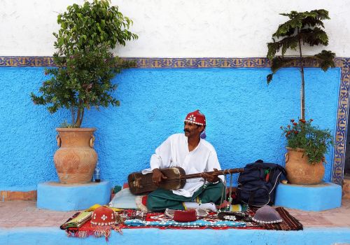Marokas, Gatvė, Atlikėjas, Gnawa Guinbri, Santir, Muzikinis, Instrumentas, Turistinis, Pritraukimas, Marokas