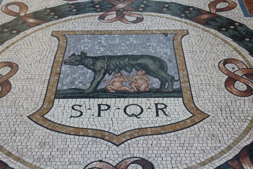 Mozaika, Milanas, Roma, Vilkas, Romulus, Remo, Lombardija, Italy, Simbolis