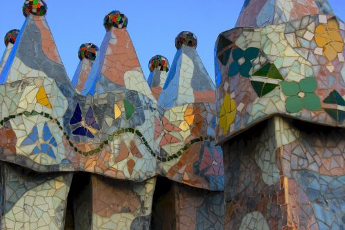 Mozaika, Gaudí, Casa Batlo, Barcelona, Katalonija, Architektūra