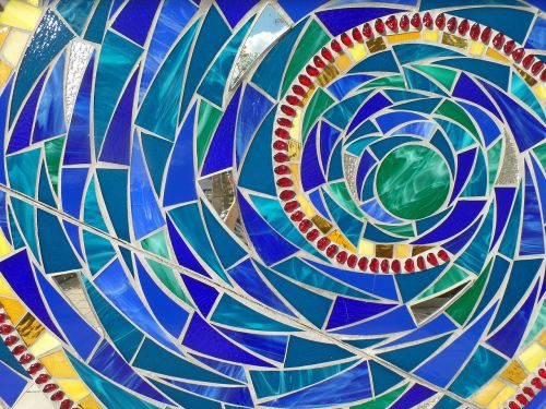 Mozaika, Stiklas, Menas, Tekstūra, Spalvinga, Geometrinis, Blizgantis, Dažytos, Mėlynas, Plytelės