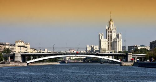 Moscow, Tiltas, Pastatai, Dangus, Debesys, Panorama, Miestas, Miestai, Miesto, Upė, Vanduo, Architektūra, Lauke