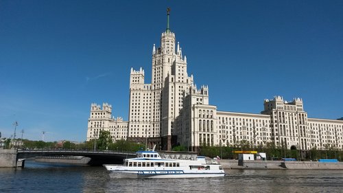 Maskva,  Rusija,  Maskvos Upės,  Tiltas,  Quay,  Turizmas,  Daugiaaukštis Pastatas,  Dangoraižis,  Ssrs