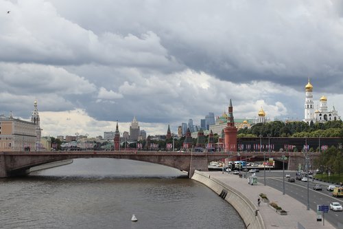Maskva,  Upė,  Tiltas,  Zamoskvorechye,  Debesys,  Blogas Oras