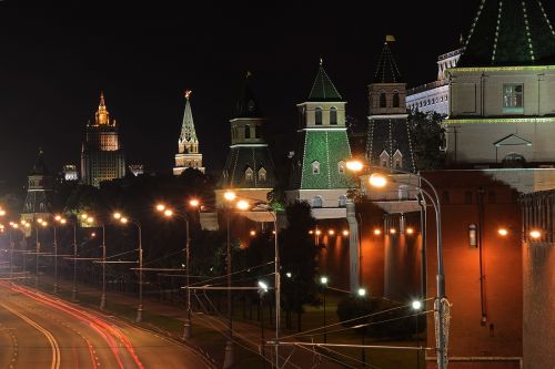 Moscow, Naktinis Miestas, Naktiniai Žiburiai, Kremlius, Miestas