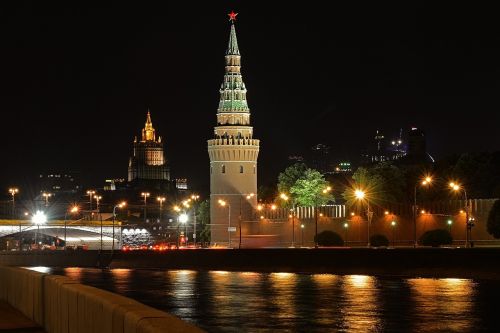 Moscow, Naktinis Miestas, Naktiniai Žiburiai, Kremlius, Tvirtovė, Naktis, Miestas