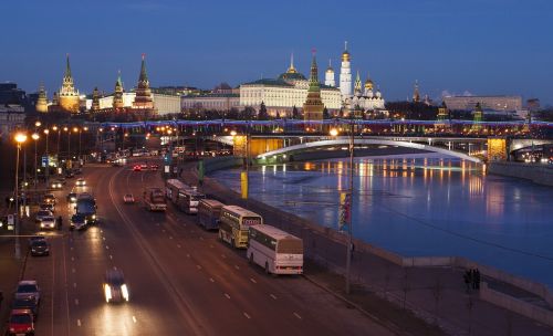 Moscow, Kremlius, Krantinė, Rusija, Naktiniai Žiburiai, Naktinis Miestas, Moskvos Upė