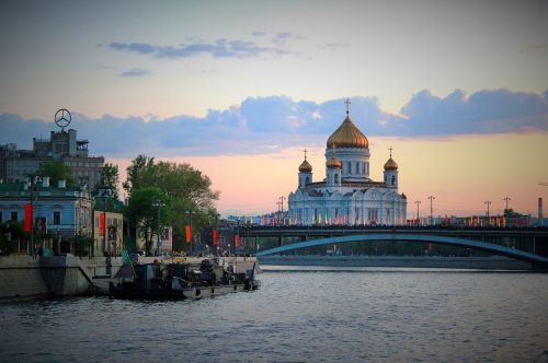 Upė,  Pastatas,  Architektūra,  Religija,  Katedra,  Saulėlydis,  Moskva Upė,  Kristaus Katedra
