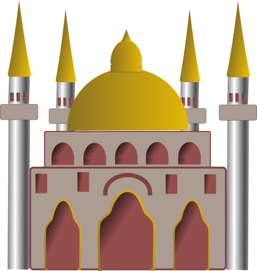 Mečetė, Islamas, Pastatas, Rytietiškas, Minaretas, Nemokama Vektorinė Grafika