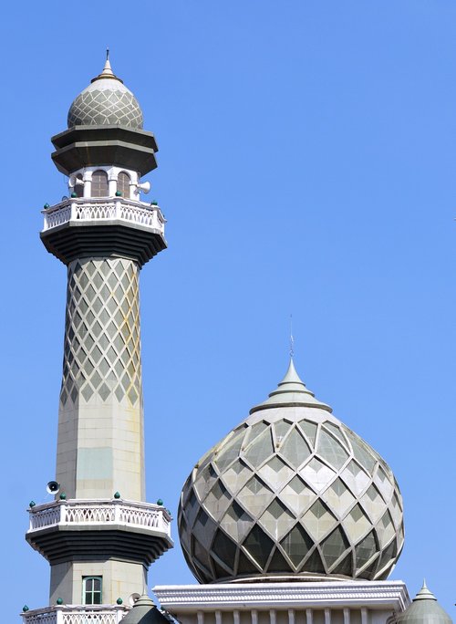 Mečetė,  Minaretas,  Kupolas,  Architektūra,  Religija,  Islamas,  Musulmonų,  Azijoje,  Indonezija,  Islamo,  Kultūra,  Arabiškas,  Mėlyna,  Religinis,  Arabian,  Orientyras