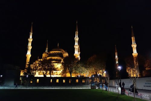 Mečetė, Naktis, Žibintai, Musulmonas, Islamic, Islamas, Istanbulas, Mėlyna Mečetė