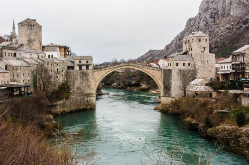 Mostar, Tiltas, Kelionė, Bosnija, Herzegovina, Stari, Senovės, Vasara, Paveldas, Akmuo