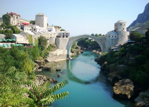 Mostar, Tiltas, Upė, Lankas, Bosnija Ir Hercegovina