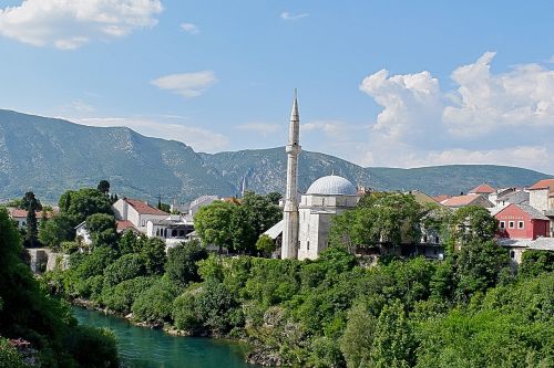 Mostar, Bosnija, Herzegovina, Turizmas, Senas, Mečetė, Architektūra, Balkanų, Islamic, Bosnija Ir Hercegovina, Turkish, Ottoman