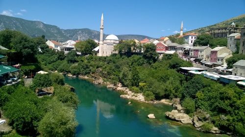 Mostar, Bosnija, Herzegovina, Islamas, Tiltas, Labiausiai, Žinomas, Europa, Mečetė, Kultūra, Paveldas, Upė, Neretva, Miestas