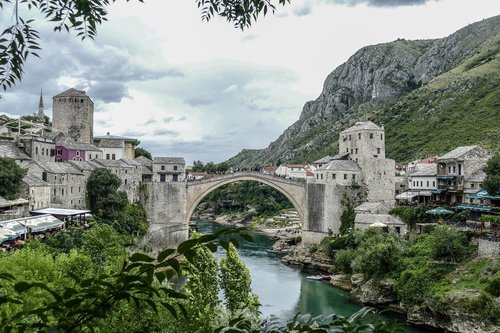 Mostar Bosnija Ir Hercegovina,  Architektūra,  Kelionė,  Panoraminis,  Vandens,  Miestas,  Metai,  Miestas