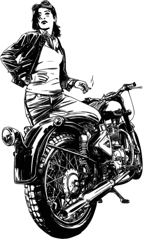 Motociklas, Motociklas, Moteris, Nemokama Vektorinė Grafika