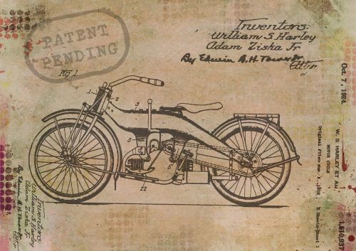 Motociklas, Dviratis, Harley, Davidson, Patentas, Kol, 1924, Vintage, Senovinis, Senas, Fonas, Švietimo, Gabenimas, Išradimas, Transportas, Istorija, Inovacijos, Piešimas, Kelionė, Išrasti