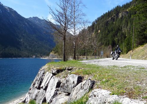 Motociklų Lenktynės, Kelias, Dviratis, Motociklas, Kalnai, Alpių, Ežeras, Plansee