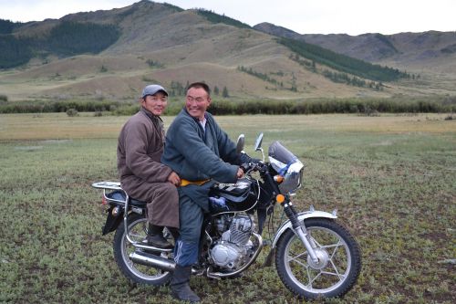 Motociklininkas, Mongolija, Stepė, Motociklas, Susitikimas, Vyrai