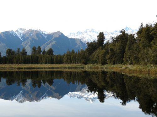 Kalno Virėjas, Naujoji Zelandija, Kalnas, Alpių, Ežeras, Sniegas, Ežeras Matešonas, Atspindys