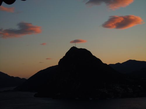 Kalnas, Saulėlydis, Debesis, Dangus, Afterglow, San Salvatore, Lugano