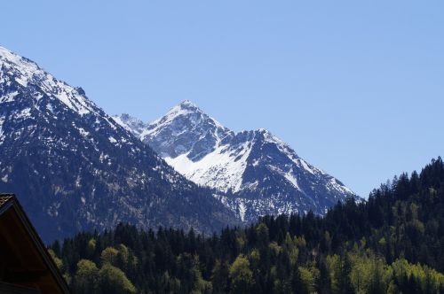Kalnas, Allgäu, Alpių, Kraštovaizdis, Panorama, Allgäu Alpės, Gamta, Kalnai, Sniegas, Sniego Grotelės, Pavasaris