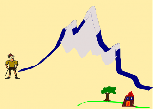 Kalnas, Alpinistas, Keliautojas, Vyras, Komiksas, Nemokama Vektorinė Grafika