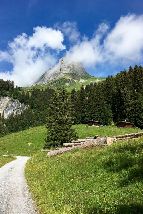 Kalnas, Debesys, Takas, Kraštovaizdis, Dangus, Alpių, Glarus, Šveicarija, Braunwald