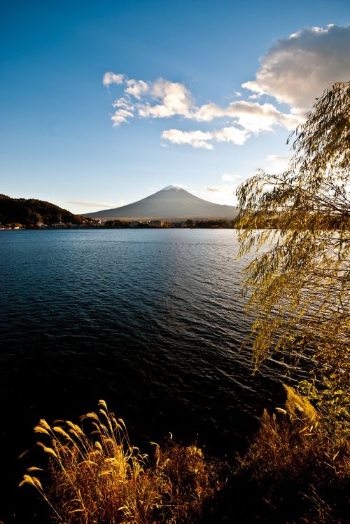 Kalnas, Fuji, Ežeras, Kawaguchi, Ruduo, Mėlynas Dangus, Popietė, Ramus